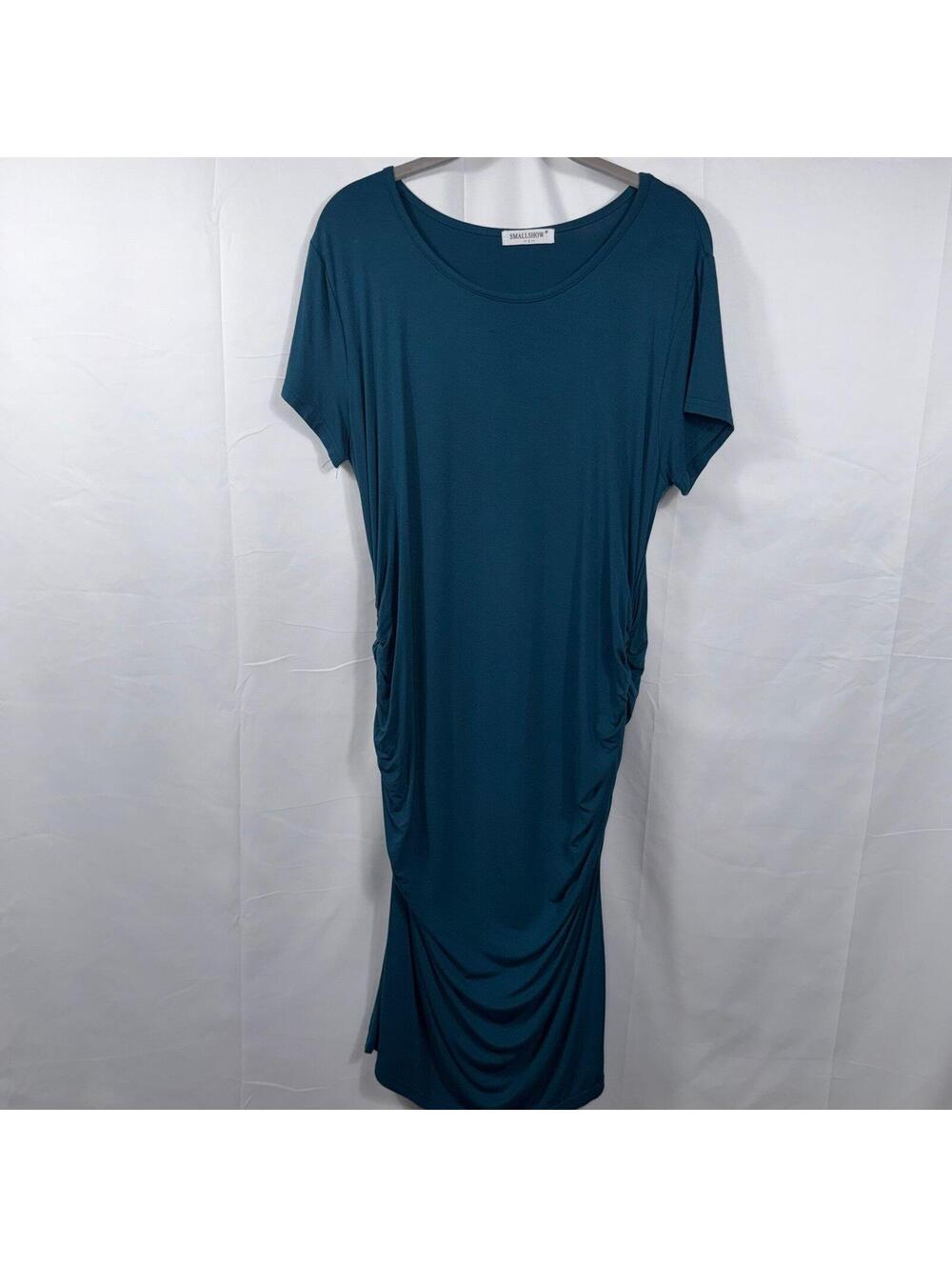 Smallshow Teal Ruched Midi Dress Size Large